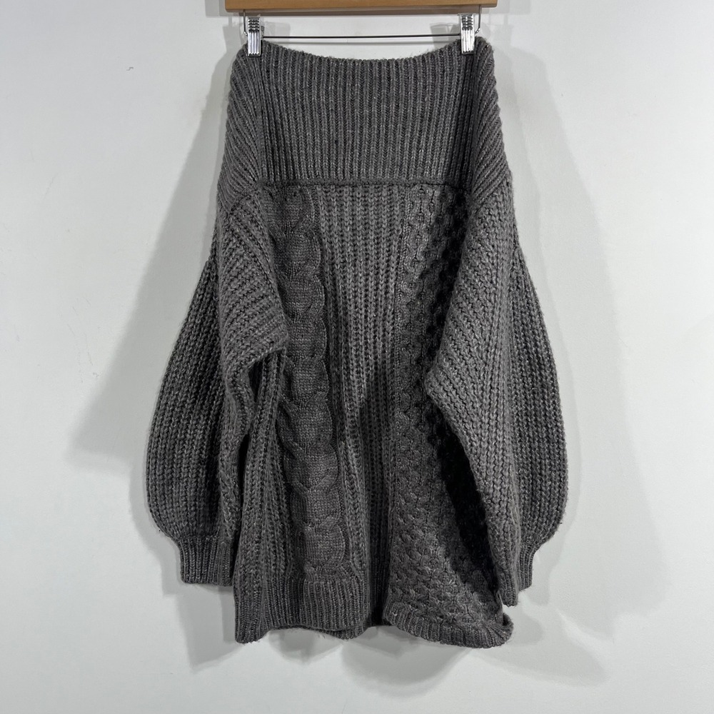Free People Fisherman Oversized Chunky Cable Knit Boat Neck Sweater XS Capsule